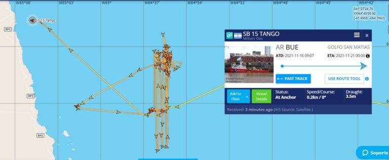 El buque «Tango» rastrea la zona donde estaría el punto cero del pesquero “7 de Agosto”